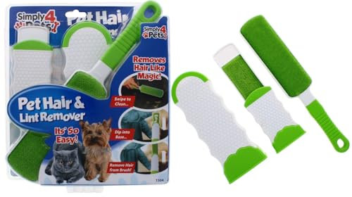 Siam Express Set of 2 Large and Small Travel Size - Pet Hair & Lint Remover Brush With Self Cleaning Base Reusable Fluff Remover for Clothes Double-Sided Fur Cleaner for Dog and Cat