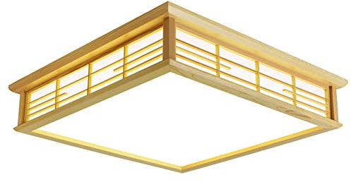 Moderne Deckenleuchte Deckenlampe LED-Deckenleuchte im japanischen Stil, moderne quadratische Deckenleuchte aus massivem Holz, dimmbares Licht, energiesparende Schrankbeleuchtung for Büro, Wohnzimmer,