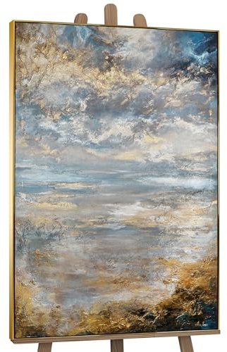 YS-Art Luxus Acryl Gemälde auf Leinwand Abstraktion einer ruhigen Morgendämmerung handgemalt Wandbild modernes Wohndekor Bild echte Kunst 120x80 cm