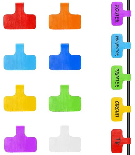 40 Stück Kabeletiketten,Kabeletiketten zum Beschriften,Kabel Beschriftung Wiederverwendbar,Beschreibbar Mehrzweck,Zur Verwaltung und Kennzeichnung von Kabeln, Leitungen(8 Farben)