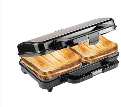 Bestron XL Sandwichmaker, Sandwich-Toaster für 2 Sandwiches in Muschelform, ideal für American Sandwich, inkl. automatischer Temperaturregelung & Bereitschaftsanzeige, Farbe: Beige