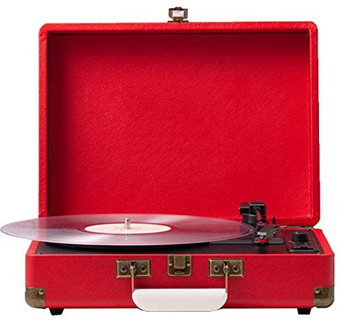 HAVVMK Tocadiscos con Tocadiscos de 3 velocidades con parlantes estéreo incorporados, admite Salida de Audio y Entrada de Audio AUX, Tocadiscos con parlantes, diseño de Maleta
