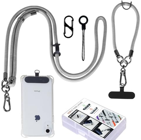 kedelux Phone Lanyard Crossbody, 1x Cell Phone Neck Strap 1 x Wrist Strap, Anti Theft Universal Nylon Phone Chain for iPhone Samsung