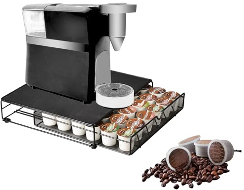 36 Capsules Coffee Pod Storage with Sliding Drawer | Coffee Stand with Rubber Surface & Non-Slip Feet | Space-Saving Design, Organiser Box for Dolce Gusto Coffee Pods | Ideal for Kitchen and Office