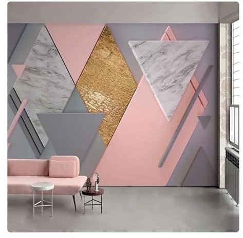 vsdhlsidgl Tapete 3D Nordischer Stil Rosa Rautengeometrie Wandbilder Wohnzimmer Schlafzimmer Wandmalerei * 250cm x 175cm (98,4x68,9 Zoll)