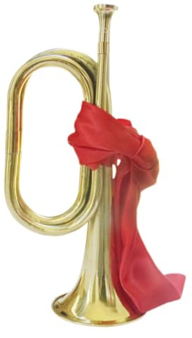 Metall Signalhorn aus Kupfer in Gold für Auftritte | Blasinstrument mit Stoffgriff, Leicht zu Handhaben, für Bands und Schulorchester