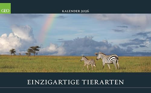 GEO - Einzigartige Tierarten 2026 – Wandkalender 58x36 cm, Poster-Kalender mit 12 Monatsblättern, deutschem Kalendarium & Spiralbindung, Tier-Fotografie-Kalender bedrohter Arten
