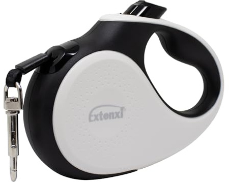 EXTENSI Duo - Laisse pour Chien Enrouleur - Laisse Rétractable pour Chien Blanc jusqu'à 12 kg - Longueur 3 m, Taille XS, Poignée Ergonomique et Sécurisée.