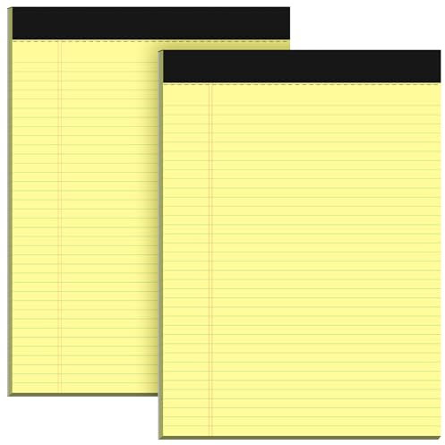 Rechtsblöcke, 8,5 x 11 cm, gelbe Notizblöcke, 2 Stück, College-Notizblöcke, 21,6 x 28,9 cm, liniertes Papier, gelbes Notizblock, 30 Blatt pro gelber Notizblöcke, 21,6 x 28,9 cm, für Zuhause, Büro