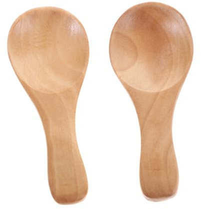 CIYODO 2piezas Cucharas Mini De Madera Para Azúcar y Té Mango Corto Unidades Uso Casa y Oficina