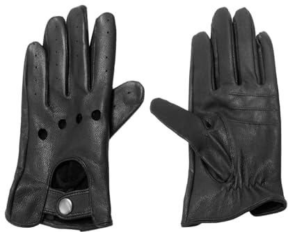 Hoypeyfiy Herren-Autohandschuhe aus Leder, Touchscreen-Handschuhe aus Ziegenleder ungefüttert (XL)