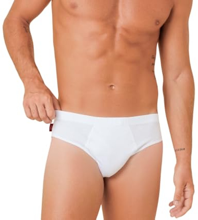 Liabel Slip Uomo in Cotone. Confezione da 3 o 6 Mutande da Uomo Bianche o Colorate.Taglie Over Size in 100% Cotone Traspirante (IT, Testo, M, Regular, Regular, 6, Bianco)