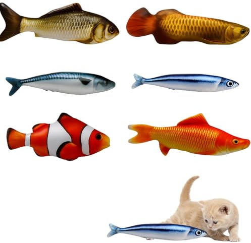 BDBFPAN 6 Stück Katzenminze Spielzeug,Katzenspielzeug Fisch,Katzenspielzeug Fisch Zappelt, Ideal Für Indoor Spiel Und Zahnpflege, Weiches Mate