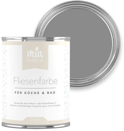 miafarben Fliesenfarbe ohne Schleifen matt 750ml (Natürliches Felsengrau) | Fliesenlack für Wand und Boden in Bad und Küche, hochdeckend, wischfest, strapazierfähig, wasserbasiert