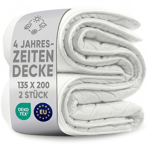 LILENO HOME Bettdecke 135x200 4 Jahreszeiten (2er Set) | 95°C waschbar, | Sanitized & Oeko-Tex Decke 135x200 | Allergikerfreundlich, Geräuscharm & Wolkenweich | Mikrofaser Blanket Made in EU