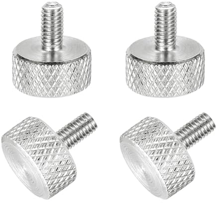 QUARKZMAN 4 Pcs Tornillos De Manija Moleteados Cabeza Plana M3x6mm, 304 Acero Inoxidable Pernos Moleteados Totalmente Roscados Para PC Cajas De Computadora Tarjetas Gráficas, Plateado