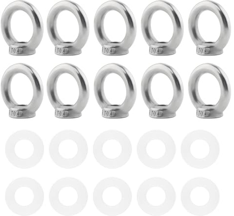10 Stück Ringmutter M10 Ringösen Edelstahl Ringschraube M10 Ringmuttern Augenmutter für Seilmontage, Hebezubehör, Oberflächenpolieren