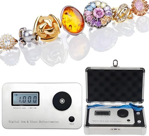 TozMvi Rifrattometro Portatile per Pietre Preziose, Tester Digitale per Pietre Preziose, Indice di Rifrazione 1.300-3.000, Precisione 0,001, con Display LCD E Batteria per L'identificazione