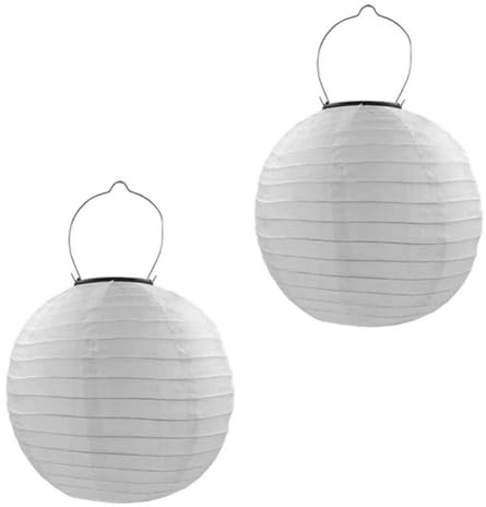 Qedertek Solar Lampions Außen 2 Stück 20cm LED Laterne Wasserdicht Nylon Hängende Gartenlaterne Beleuchtung für Garten, Terrasse, Hochzeit, Fest Deko (Warmweiß)