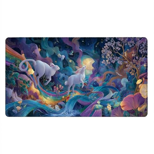 Tappetino Mouse Gaming XXL, 1800x900x3mm Grande Tappetino Scrivania Cuciti Base in Gomma, Mouse Pad Impermeabile Antiscivolo, Desktop Ufficio, Migliora Precisione Velocità (Coniglio Astratto) xR7-807