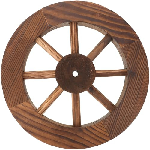 9,95 Decoración de Rueda Pulgadas de Madera de Carro para Pared | Estilo Vintage y Rústico, Instalación Simple, Beige, Salón y Jardín