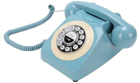 Tosuny Telefono Fisso Bluetooth retrò, Telefono da Tavolo Cordless con Vivavoce, Ricaricabile Tramite USB, Suoneria Classica, Compatibile con Smartphone per Ufficio Domestico (BLUE)