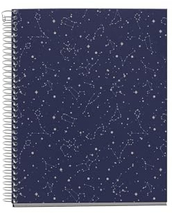 Miquel Rius M Fashion 4 Subject Notebook, Lined A5-8.27 x 5.83 120 Sheets Heavyweight Paper, Subjects Separated by color, 2 Hole Punched, Micro-Perforated, Cosmos Design, Multicolor