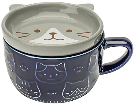 Phitihui Cute Cat Mug with Lid, Animal Coffee Tea Cup Saucer Set, Gifts for Birthday Graduation Valentines Mothers Day Easter Christmas, Women Men Mum Her Girl Boy Teacher Friend Presents Idea