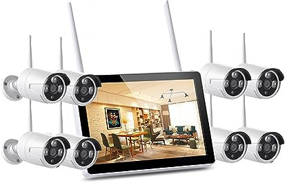 XNASU 8 Channel 5MP Wireless Security Camera System for Outdoor with Audio, with Screen, WiFi Waterproof Surveillance Camera Kit with Night Vision, Motion Detection