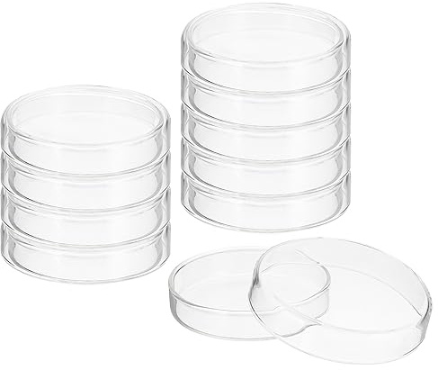 PATIKIL 90mm High Borosilicate Glass Petri Dishes with Lids, 10 Pack Petri Plates Tissue Culture Plate for Lab Science Experiment, Clear