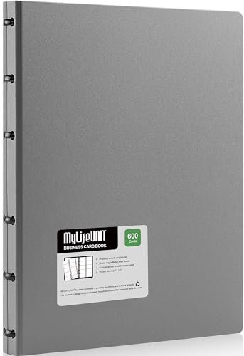 MyLifeUNIT Visitenkartenbuch, Namenskartenhalter Buch mit 600 Visitenkarten Kapazität, Kreditkartenbuch Datei Aufbewahrung (Grau)