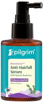 Pilgrim RootActive Anti-Hairfall Serum With Spanish Rosemary, Caffeine, Biotin, Capilia Longa, Saw Palmetto (30ml) | Strengthens Hair Roots, Reduces hair loss & Increases Hair Density | Men and Women