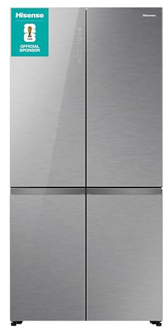 Hisense KitchenFit RQ768N4GVE Total No Frost Multi-door American Fridge Freezer - Silver Glass - E Rated