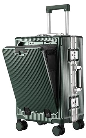 Générique Valise Cabine LéGèRe 4 Roues 20 Pouces, Rigide, avec Porte Gobelet Et Port De Chargement USB, Ouverture Frontale (Vert, 55 cm)