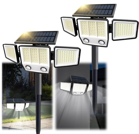 VENSSTNOR Solar Lights Outdoor Garden Motion Sensor - 3000LM 236LEDs Security Lights Outdoor with Dual Sensors, 3 Lighting Modes, 270° Illumination, IP65 Waterproof Security Flood Lights (Cottage, 2)