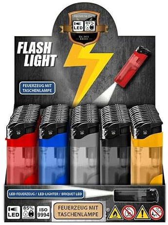 50 pezzi Flash Light LED Accendini Elettronici Accendini Elettronici Lighter con Lampada