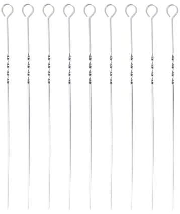 SUPVOX 20 pezzi Spiedini Bbq in Acciaio Inossidabile con Lama Larga Antiscivolo Manico ad Anello per Grigliate all Aperto e Campeggio