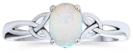 Personalisieren Sie Schwestern der Schwestern Bff Liebesknoten Keltischer Edelstein Oval Orange Blau Weiß Opal Kreiert Versprechensring Triquetra Claddagh für Frauen Gelbgold 14 K Sterling Silber 925