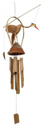Kunsthandwerk Asien Windspiel Vogel COCOS, Natur, groß aus Holz