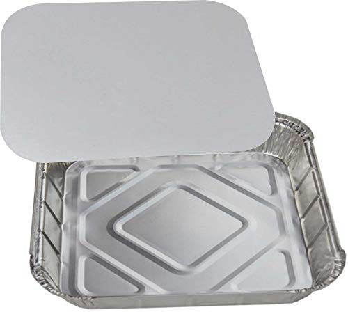 GSL 10 x Large Aluminium Foil Food Storage Containers Trays 9 x 9 x 2 with 10 Lids