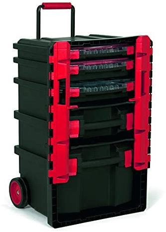 TAYG Kunststoffkoffer Nr. 59 (für Kleinteileboxen, mit Laufrollen, Teleskopgriff, Maße 50x41x77 cm, Werkzeugkoffer aus Polypropylen)