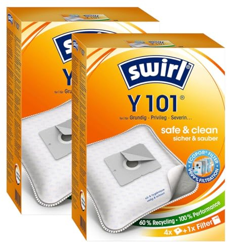 8 Original SWIRL Y101 Staubsaugerbeutel für Fakir Emotion 2300, 2400