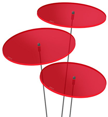 SUNPLAY Sonnenfänger-Scheiben in ROT, 3 Stück je 10 cm Durchmesser im Set + 35 cm Schwingstäbe
