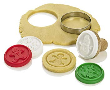 Lurch 10522 Noël Lot de 6 Tampons pour Biscuit Motif Bois/Silicone/Métal Blanc/Rouge/Vert 20 x 15 x 10 cm