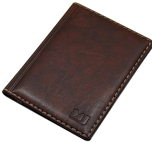 Elegantes Ausweisetui/Ausweishülle/Kreditkartenetui mit Kontrastnaht 4 Fächer MJ-Design-Germany Made in EU Designs (Design 1 / Braun)
