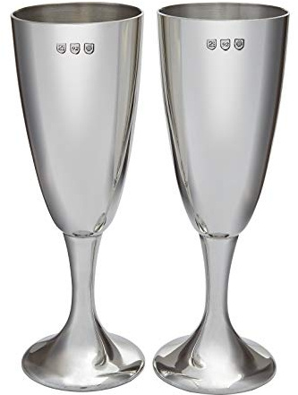 Wentworth Zinn – Paar Zinn Celebration Flöten, poliert Wein, Champagner, Trinkgläser