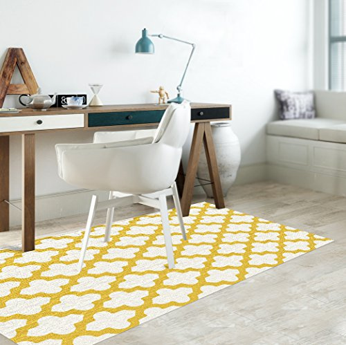 VINILIKO Tapis Celosia, Vinyle, Jaune et Blanc, 66x100 cm