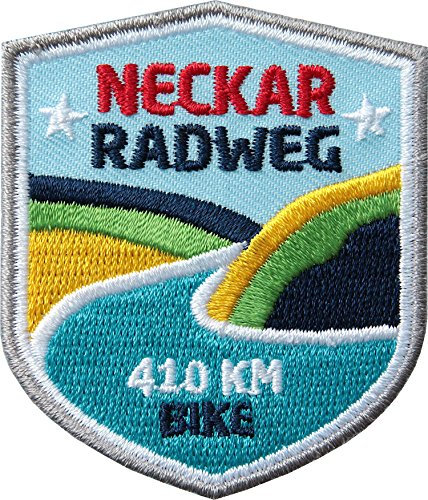 2 x Neckar-Radweg Abzeichen gestickt 51x 60 mm/Aufnäher Aufbügler Sticker Wappen Patch/Radtour Neckartal Odenwald Heidelberg Stuttgart Fluss/Fahrrad-Tourenführer Radtouren-Karte Buch Reiseführer