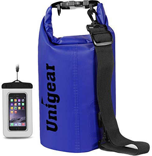 Unigear Sac Étanche Nautique PVC Dry Bag 2-55 L avec Pochette Téléphone | Sac imperméable à fermeture roulée, tailles 2 à 55 L, pour paddle, kayak, pêche, camping, plage et sports aquatiques