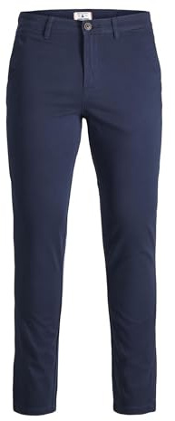 JACK & JONES Pantalon Chino Stretch coupé Slim Homme JPSTMARCO JJBOWIE, Couleurs:Bleu-Marine, Taille de Pantalon:34W / 30L, Longueur de Jambe:L30